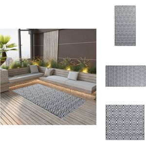 vidaXL Tuintapijt - PP-materiaal - 160 x 230 cm - Dubbellaagse jacquard - Wit/Zwart - Buitenkeuken