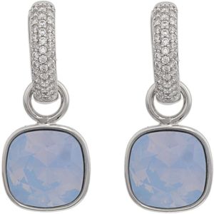Behave Oorhangers dames – zilverkleurig – transparante en blauwe kristallen - stijlvolle vrouwen oorhangers zilver - sieraden - luxe giftbox - geschenkdoos - cadeau doos - exclusieve geschenkverpakking - mooie cadeauverpakking