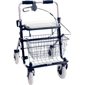 Premis - Provo - Rollator - 2de Generatie - Duwbeugel - Eenzijdig geremd rechts - Passieve rem - Maximaal draagvermogen 120 kg - Metallic Zwart