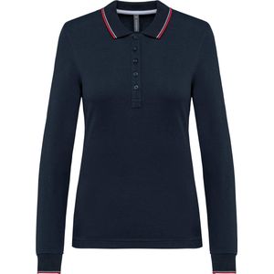 Kariban Dames polo van piquétricot met lange mouwen K281 - Navy / Red / White - XL