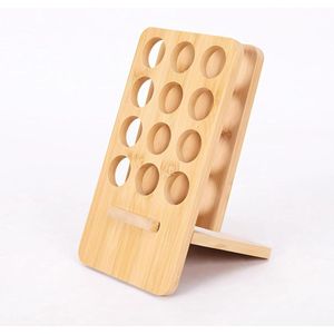 Houten 12-gaats Etherische Oliestandaard voor Aromatherapie Opslag - Houder voor Lippenstift, Parfum, Nagellak - Display Rek voor Massageolie en Cosmetische Fles, Ideaal voor Schoonheidssalon en Spa