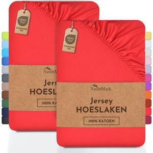 Jersey - Hoeslaken - Rood - 100% Katoen - 70x140cm - Set van 2