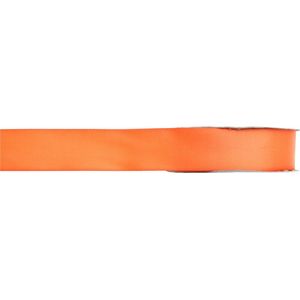 1x Hobby/decoratie oranje satijnen sierlinten 1 cm/10 mm x 25 meter - Cadeaulint satijnlint/ribbon - Striklint linten oranje