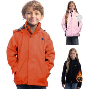 Valkental - Waterdichte 3-in-1 jas voor kinderen met fleece ritsinzet | Jongens & meisjes | Geschikt als winterjas, regenjas en fietsjas