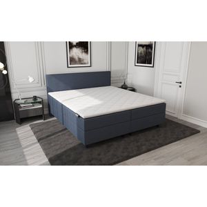 Mörgenn Boxspring SENTO - Boxspring met opbergruimte - Pocketvering - Luxe topper - Donkerblauw / Navy - 90x200 cm