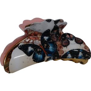 Jessidress® Haarklem met Vlinders print Dames Haarkam Stevige Haarclip Haarklemmen - Grijs