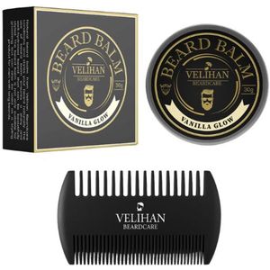 Velihan Beardcare - Baardverzorging Duo Pack - Baardbalsem Vanilla Glow - Baardkam - Baardverzorging set - Cadeau voor hem - Baardverzorging - Baard olie - Cadeau voor vriend - Baardgroei - Perfecte cadeau voor man - Geschenkset mannen