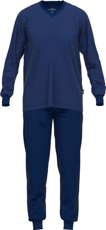 Gotzburg heren pyjama V-hals, donkerblauw gestreept