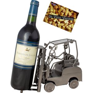 BRUBAKER Wijnfleshouder stapelchauffeur decoratief object metalen flessenstandaard met wenskaart voor wijn cadeau