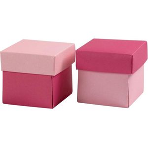 Creotime Vouwkartonnen Doosjes 5,5 X 5,5 X 5,5 Cm 10 Stuks Roze