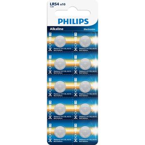 Philips AG10 G10 LR1130 LR54 1.5V alkaline knoopcel batterij - 10 stuks