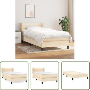 The Living Store Boxspringbed Luxe - 203x103x78/88 - Crème - Pocketvering matras - Huidvriendelijk topmatras