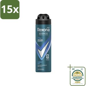 15 x Rexona Men - Deodorant Spray - Cobalt Dry - Sportieve Frisheid - 150 ml - Grootverpakking - Deodorant Spray - Sportieve Frisheid - Anti-transpirant - Motion Sense - Zweetbehandeling