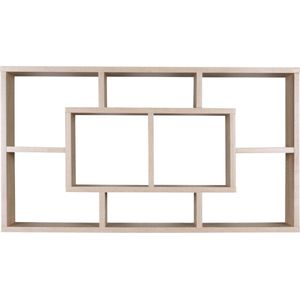 Wandkast - Wandrek - Scandinavisch design - 8 compartimenten - Hout - Grijs - 85x48x16 cm