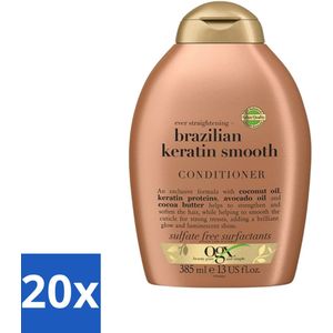20 x OGX - Brazilian Keratin Smooth - Conditioner - Gladmakend - Herstellend - 385 ml - Haarverzorging - OGX Conditioner