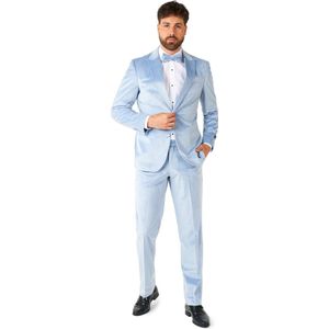 OppoSuits Blue Velvet Tuxedo - Heren Tuxedo Smoking met Vlinderdas - Chique - Blauw - Maat: EU 54