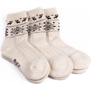 Mongolian Made Wollen Sokken van 100% Schapenwol – Warme, Zachte & Ademende Heren- en Dames Sokken – Maat 37-48 - Bundel van 3-paar