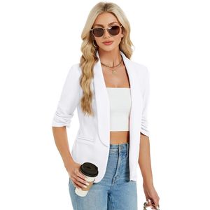 Blazer Elegante damesblazer met 3/4 mouwen, slim fit voor dames op kantoor Wit XXL