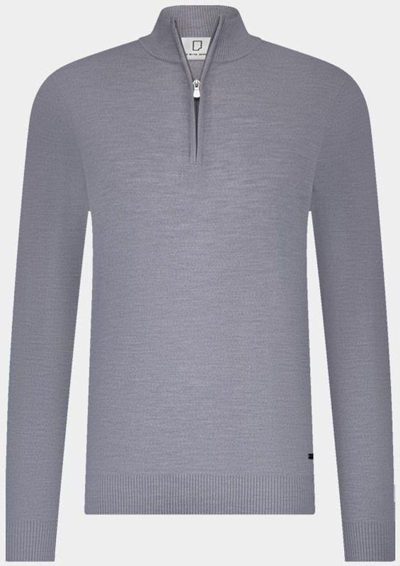 Born With Appetite - BWA25305LU15/941 - Halfzip Tricot - Grijs - 100% Merinowol