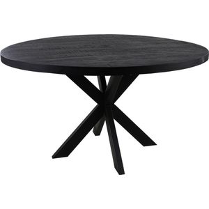 HSM Collection-Ronde Eettafel Melbourne-110x110x80-Zwart-Mango/Metaal