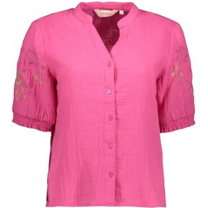 Only Blouse Onlthyra Life Ss V-neck Shirt Wvn C 15327770 Fuchsia Purple/emb Pink Dames Maat - XXL