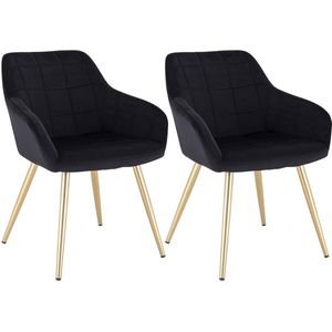 Rootz fluwelen eetkamerstoelen - stoelen met gouden poten - gestoffeerde stoelen - comfortabel, duurzaam, veelzijdig - 43 cm x 55 cm x 81 cm