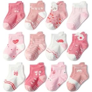 12 paar antislipsokken voor jongens en meisjes van 1-3 jaar