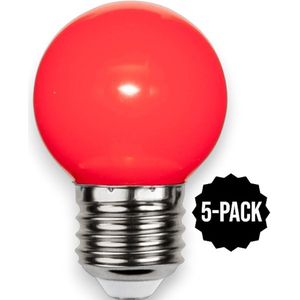 5-Pack | Prikkabel - Kogellamp - E27 - 1W - Rood