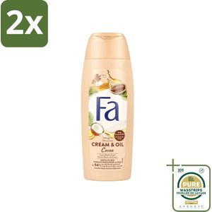 Fa - Douchecrème - Room & Olie Kokosnuss Kakaoboter - Verzachtend & Voedend - 250 ml - Voordeelverpakking - 2 stuks - Douchecrème - Natuurlijke douchecrème