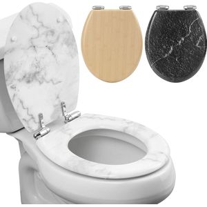 Navaris wc bril softclose - Sluit zacht en stil - Makkelijke installatie - Wcbril toilet - Makkelijk schoon te maken toiletbril - Wit marmerlook