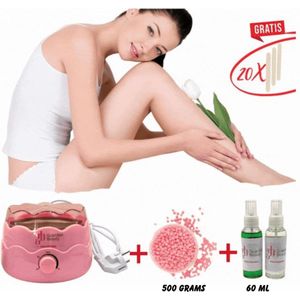 Guardian Beauty Wax Warmer - Ontharingset - Roze - 500g Rose Harde Wasbonen - 60ml Pre en Na Wax Spray - Met Gratis 20 stuks Spatels