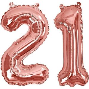 Neviti '21' jubileum cijfer folieballon - rosé goud - Set-1