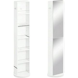 Hoge Spiegelkast - Opbergkast Met Spiegel - Functioneel Design - Wit MDF - 30x17.5x169.5 cm