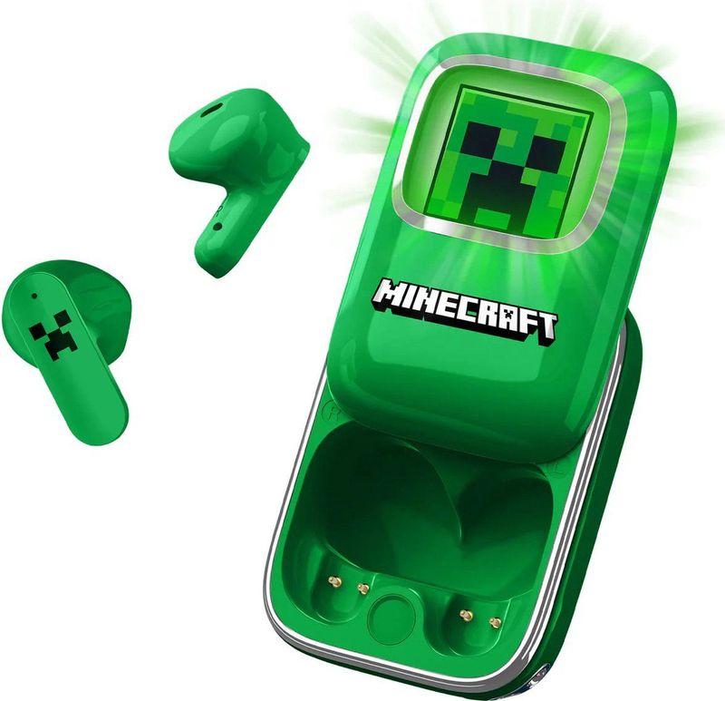 Minecraft - Draadloze Oordopjes - LED Verlichting - Oplaadcase - Touch Control