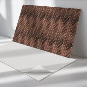 Wallfluent Vinyl Wandpaneel - Houten visgraatpatroon Wandpaneel PVC - 100 cm x 50 cm - Bruin Vinyl Wandpaneel - Set van 1 - Rechthoekig Wandbekleding Vinyl - Texturen Wandpaneel - Zelfklevend Wandpaneel - Wandpaneel Keuken en Badkamer