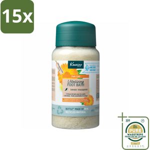 15 x Kneipp - Voetbadzout - Vitalizing - Citrusgeur - 600 g - Grootverpakking - Voetbadzout - Voetbadkristallen - Citroengeur - Thermaalzout - Eeltverzorging