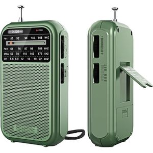 GTB® Transistor Radio Op Batterijen - Transistor Radio - Transistor Radio met Netvoeding - Groen - 8cm x 3cm x 13cm
