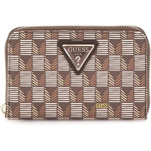 GUESS Portemonnee G Wave SLG Medium Zip Around Wallet Brown Logo Bruine