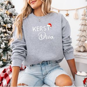 Grijze Kersttrui Kerst Diva Maat 4XL- Foute kersttrui- dames kersttrui- kerstmis.