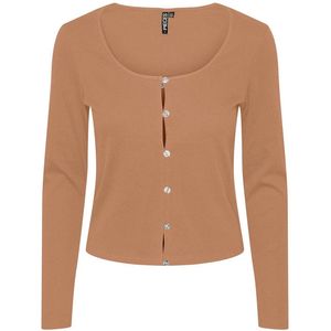 Pieces Abiola T-shirt Met Lange Mouwen Oranje XS Vrouw