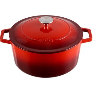 MOA Gietijzeren Braadpan - Inhoud 5,7 liter - 26CM - Rond - Alle warmtebronnen - Ook voor inductie - Gewicht 5,8 kg - Kersenrood - C26CB