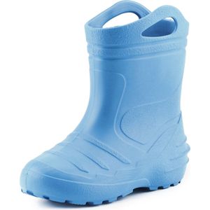 Ladeheid LA-KL-051 Kinder Regenlaarzen - Rubber - met Binnenschoen en Grepen - Waterdicht - EVA - Wasbare Binnenschoen – Lichtblauw – 22