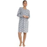 Cocodream - Fleece Nachthemd - Grijs - Cats - Warme Winter Nachtjapon