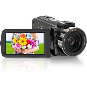 Handycam – Videocamera 1080p 36MP – Vlog Camera Voor Beginners – 16x Zoom - Compacte Filmcamera Met Draaibare Flip-Screen – Vlogcamera Met Anti-Shake-Functie – Zwart