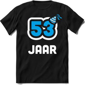 53 Jaar Feest kado T-Shirt Heren / Dames - Perfect Verjaardag Cadeau Shirt - Wit / Blauw - Maat 5XL