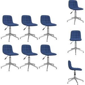 vidaXL Draaibare Eetkamerstoelen - Stof - Blauw - 42.5x45x(68-82.5) cm - 360 graden draaibaar - Eetkamerstoel