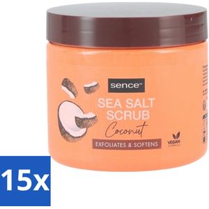 15 x Sence - Coconut - Bodyscrub - Verzorgend - 500 g - Zachte Huid - Stralende Huid - Tropische Geur