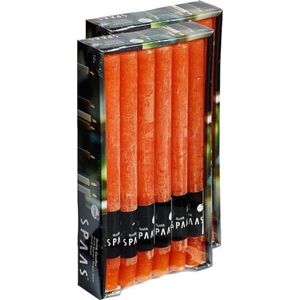 24x Oranje rustieke rechte dinerkaarsen 25 cm 10 branduren - Geurloze kaarsen - Huishoudkaarsen/tafelkaarsen/kandelaarkaarsen