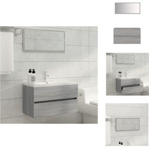 vidaXL Badkamermeubelset - Grijs Sonoma Eiken - Wandgemonteerd - 80x38.5x45 cm - Inclusief spiegel - Badkamerkast