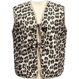 Dilena fashion Gilet cotton katoen geknoopt strikl knotted luipaard panter print